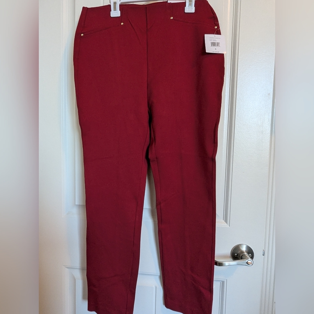 Rafaella Burgundy Slim Leg Pants
